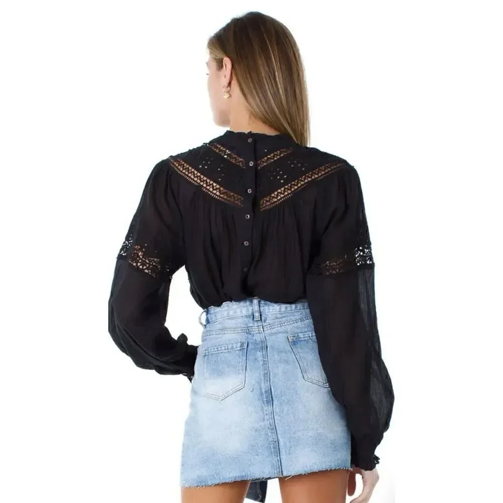FREE PEOPLE ABIGAIL VICTORIAN TOP Size S